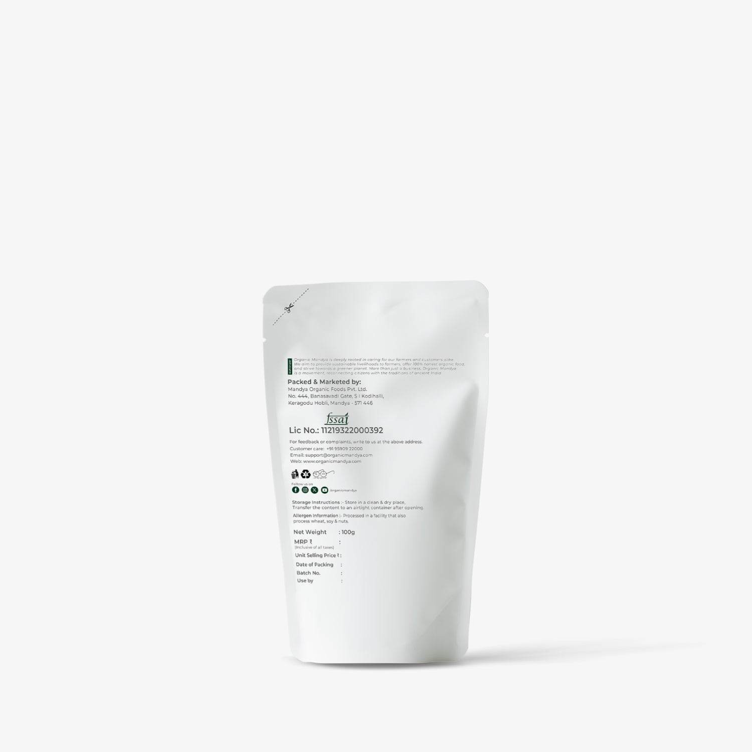 Organic Coriander Powder/Dhaniya Powder 100g Backside