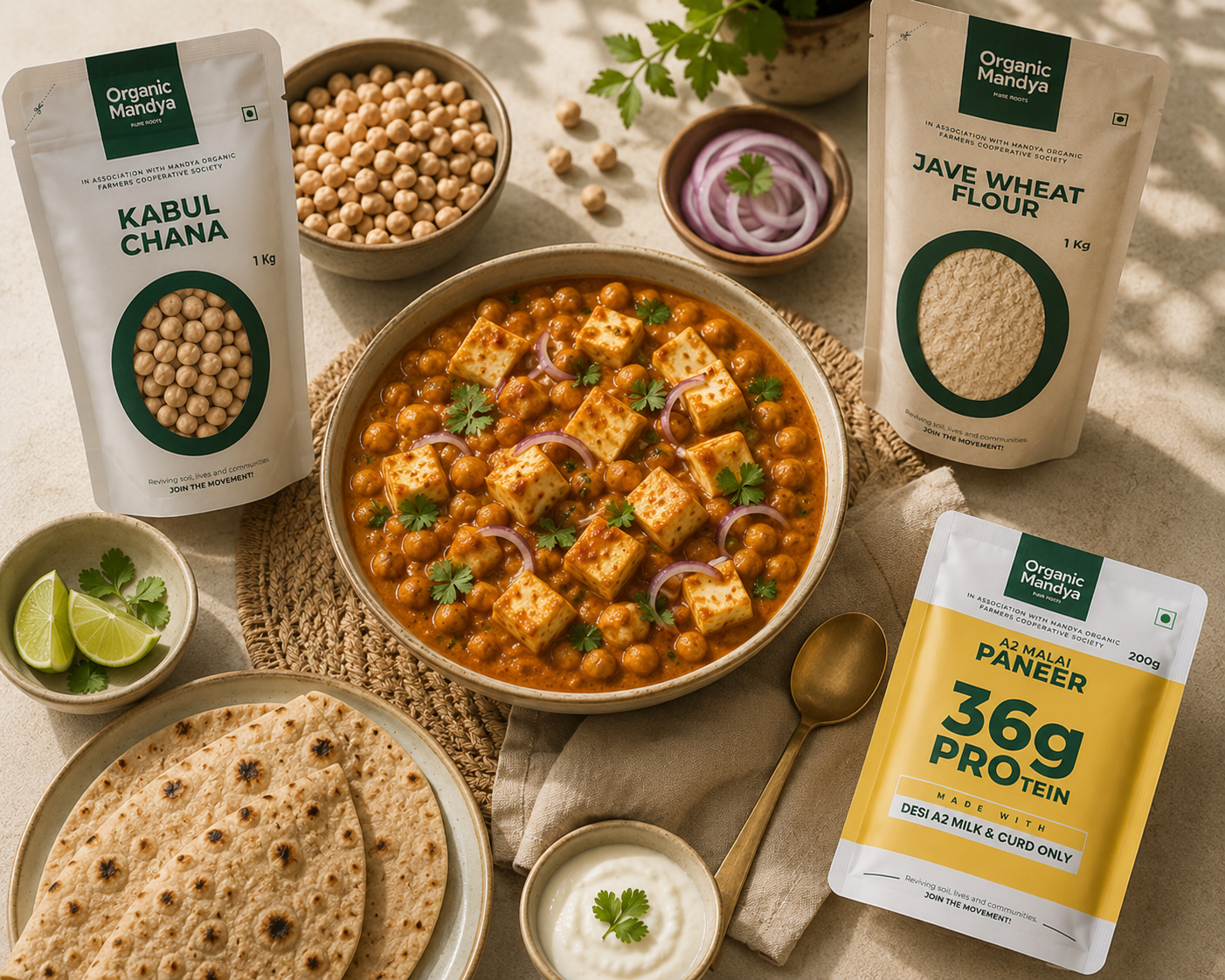 Organic Mandya Healthy Breakfast Combo – Jave Wheat Flour, Kabuli Chana & Malai Paneer Organic Mandya Healthy Breakfast Combo – Jave Wheat Flour, Kabuli Chana & Malai Paneer