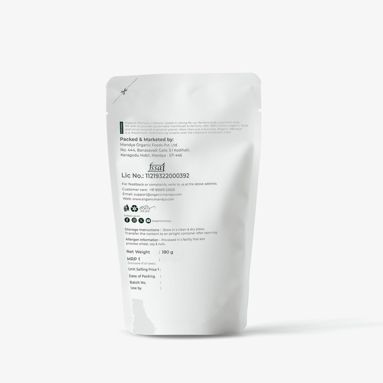 Kodo Millet Vermicelli  Kodo Millet Vemicelli (180g) Backside