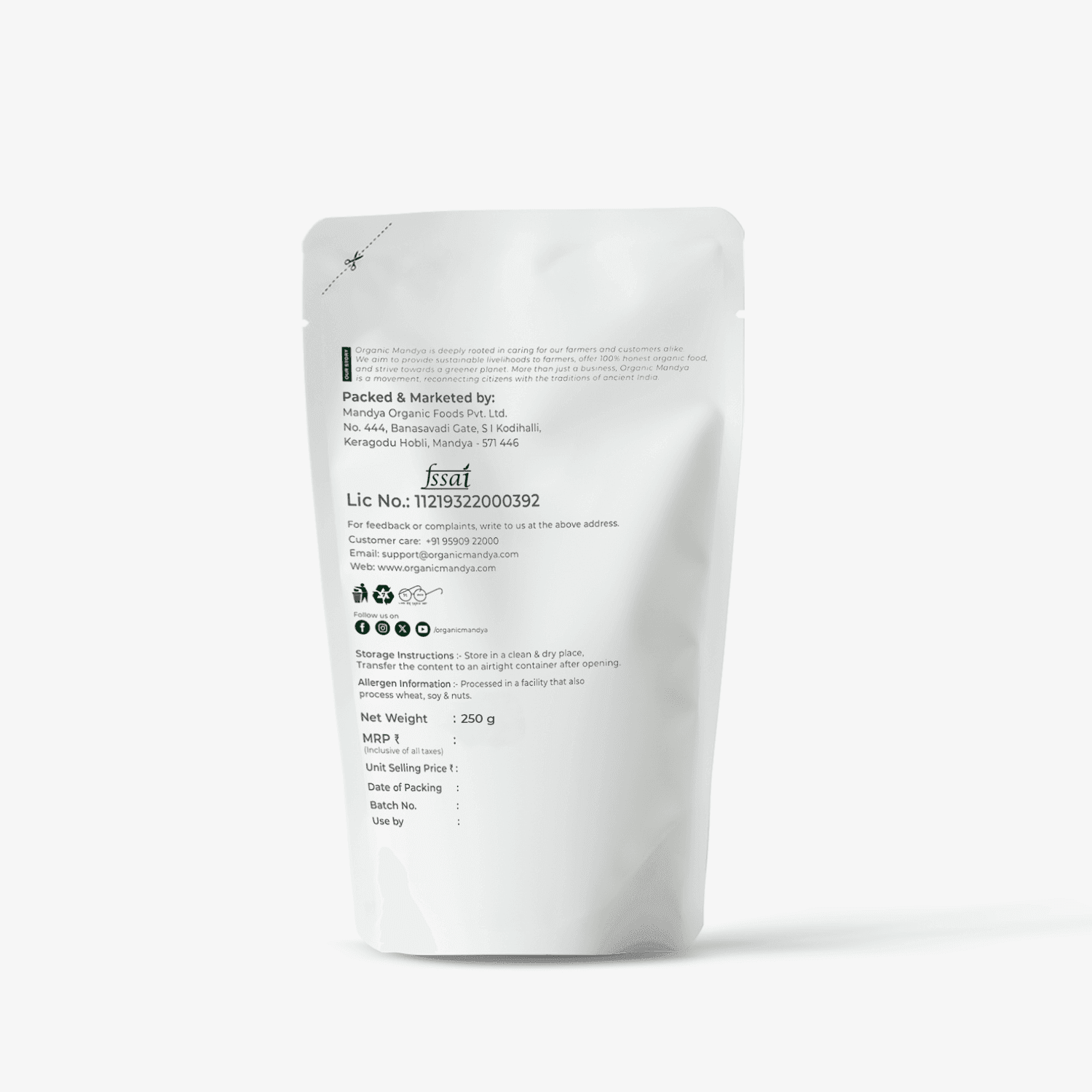 Organic Apricot 250g Backside