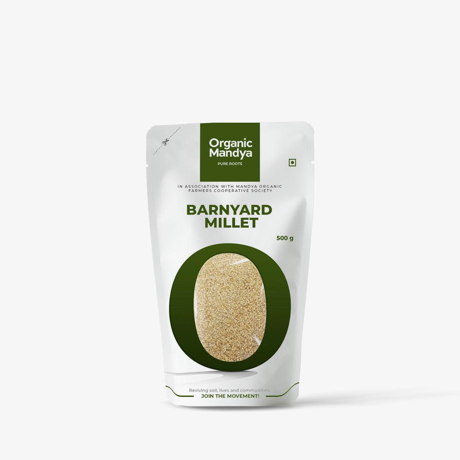 Organic Barnyard Millet (Udalu)  Barnyard Millet (500g) Front - Organic Mandya