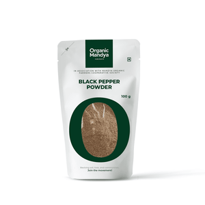 Black Pepper Powder- (100g) Front - Organic Mandya