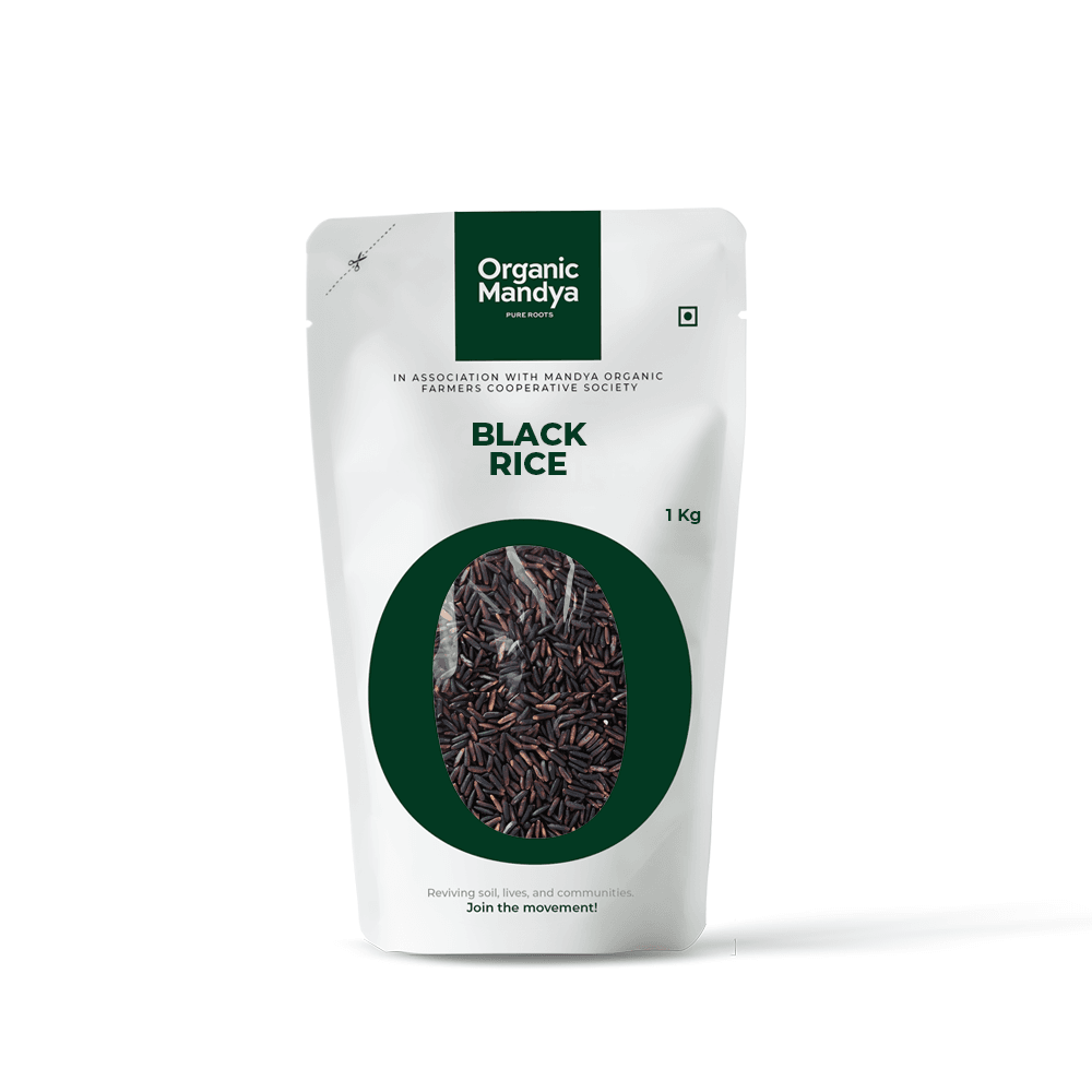 Organic Black Rice Black Rice (1kg) Front - Organic Mandya