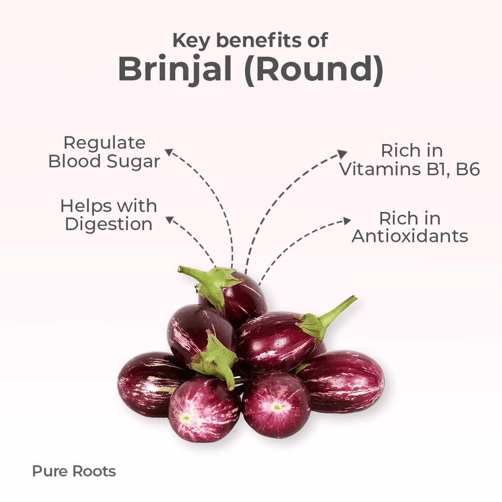 Organic Brinjal (Round) Organic Brinjal (Round) - Organic Mandya