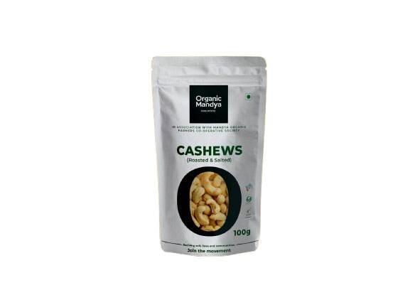 Cashews (Roasted & Salted) Roasted Cashew (100g) Front -Organic Mandya