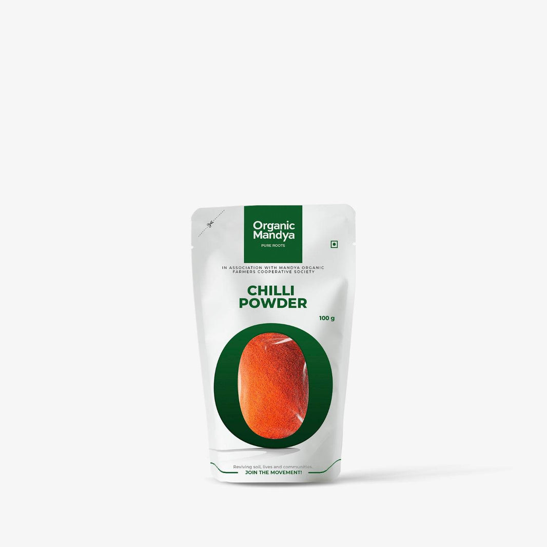 Chilli powder 100g Front-Organic Mandya