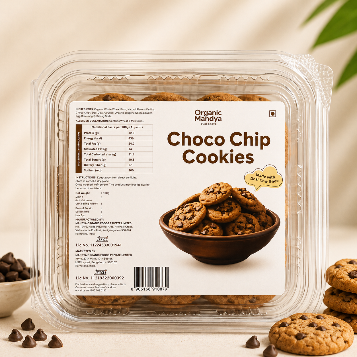 Organic Mandya Choco Chip Cookies (100g) – Crunchy Chocolate Chip Biscuits Organic Mandya Choco Chip Cookies (100g) – Crunchy Chocolate Chip Biscuits