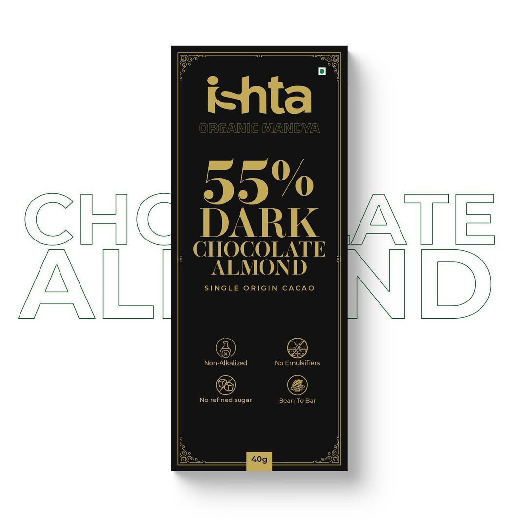 55% Dark chocolate with Almonds (40g) - Organic Mandya
