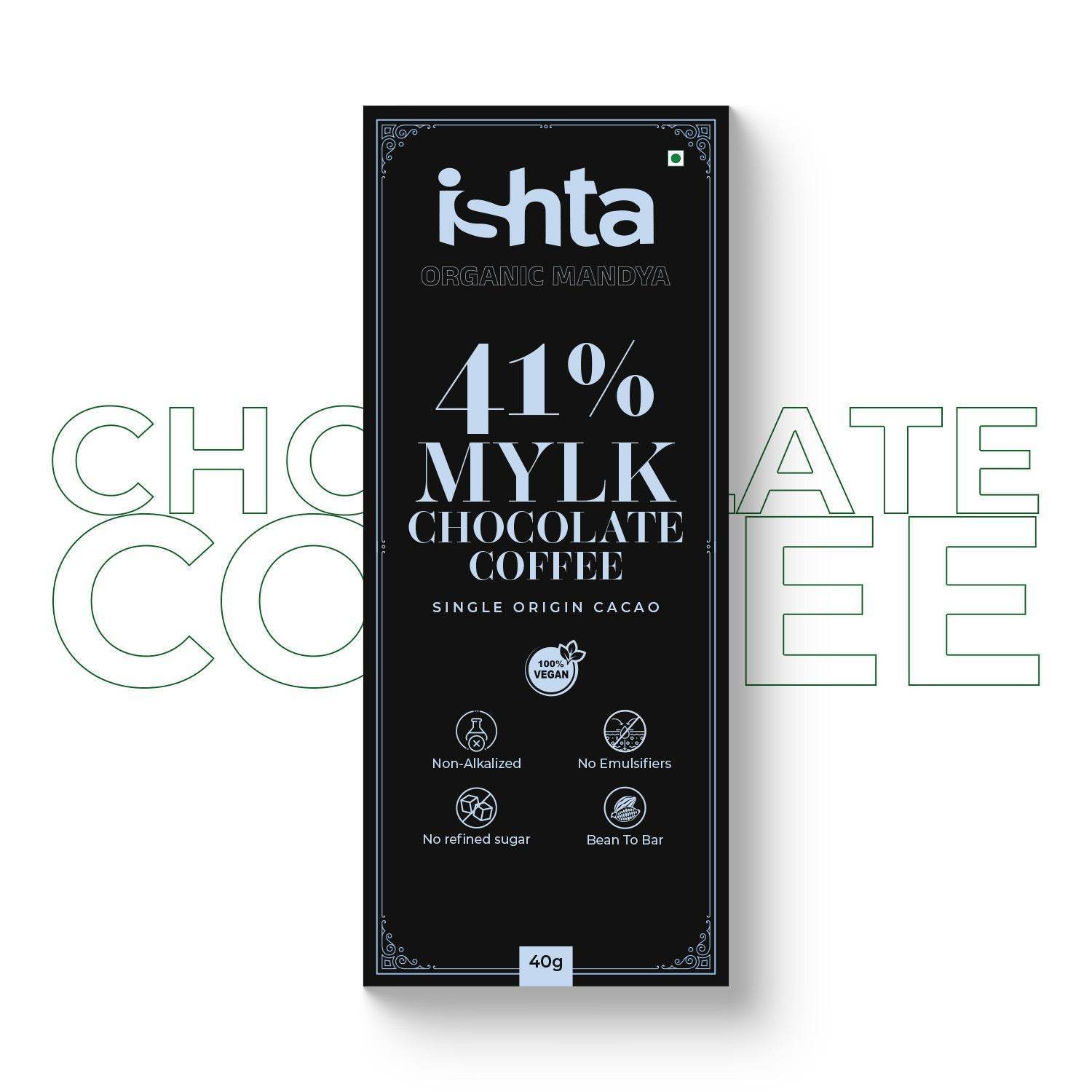 41% Mylk Chocolate with coffee (40g) 41% Mylk Chocolate with coffee (40g) - Organic Mandya