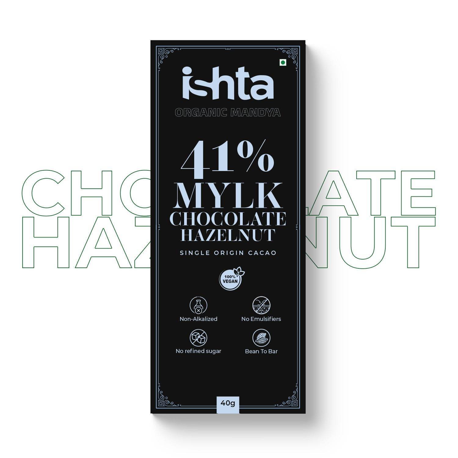 41% Mylk Chocolate with Hazelnut (40g) 41% Mylk Chocolate with Hazelnut (40g) - Organic Mandya