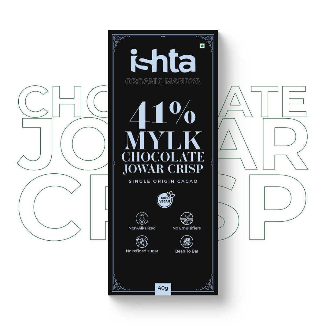 41% Mylk Chocolate with Jowar crisp (40g) - Organic Mandya