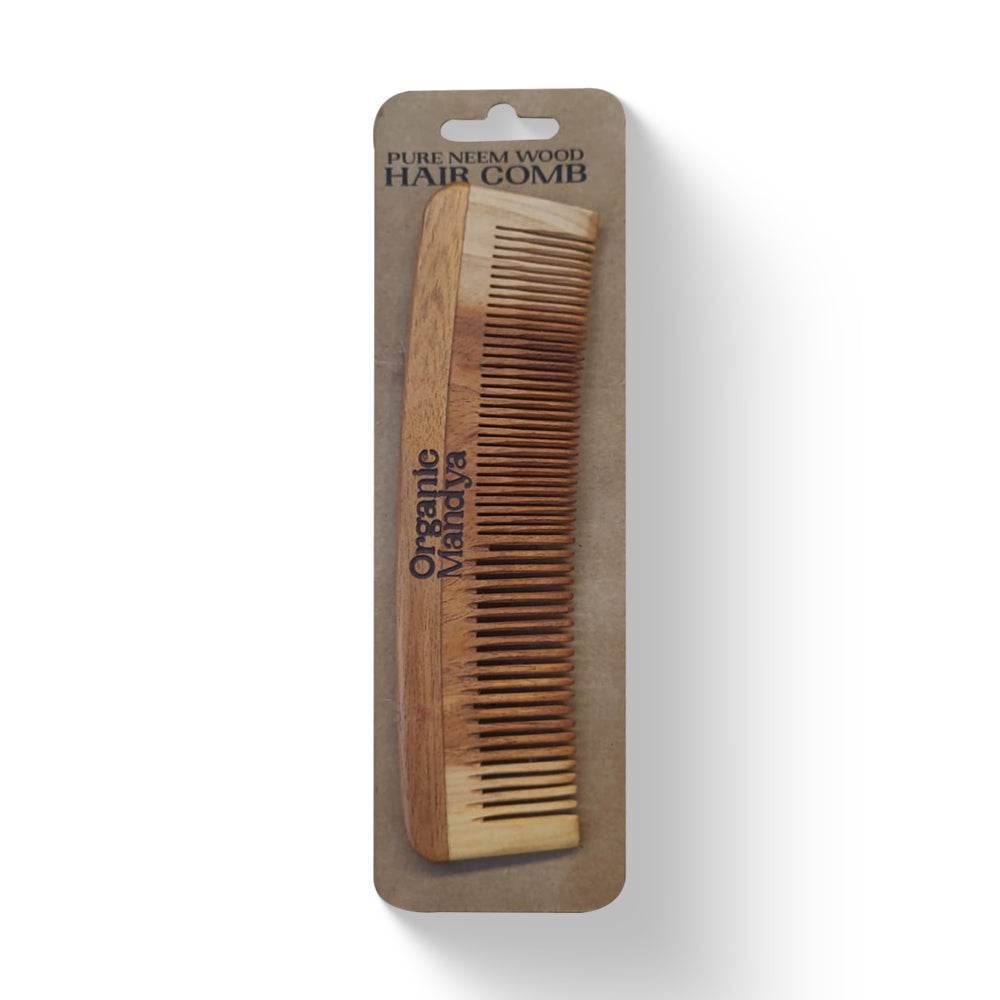 Pure Neem-Wood Hair Comb Double Tooth - Organic Mandya