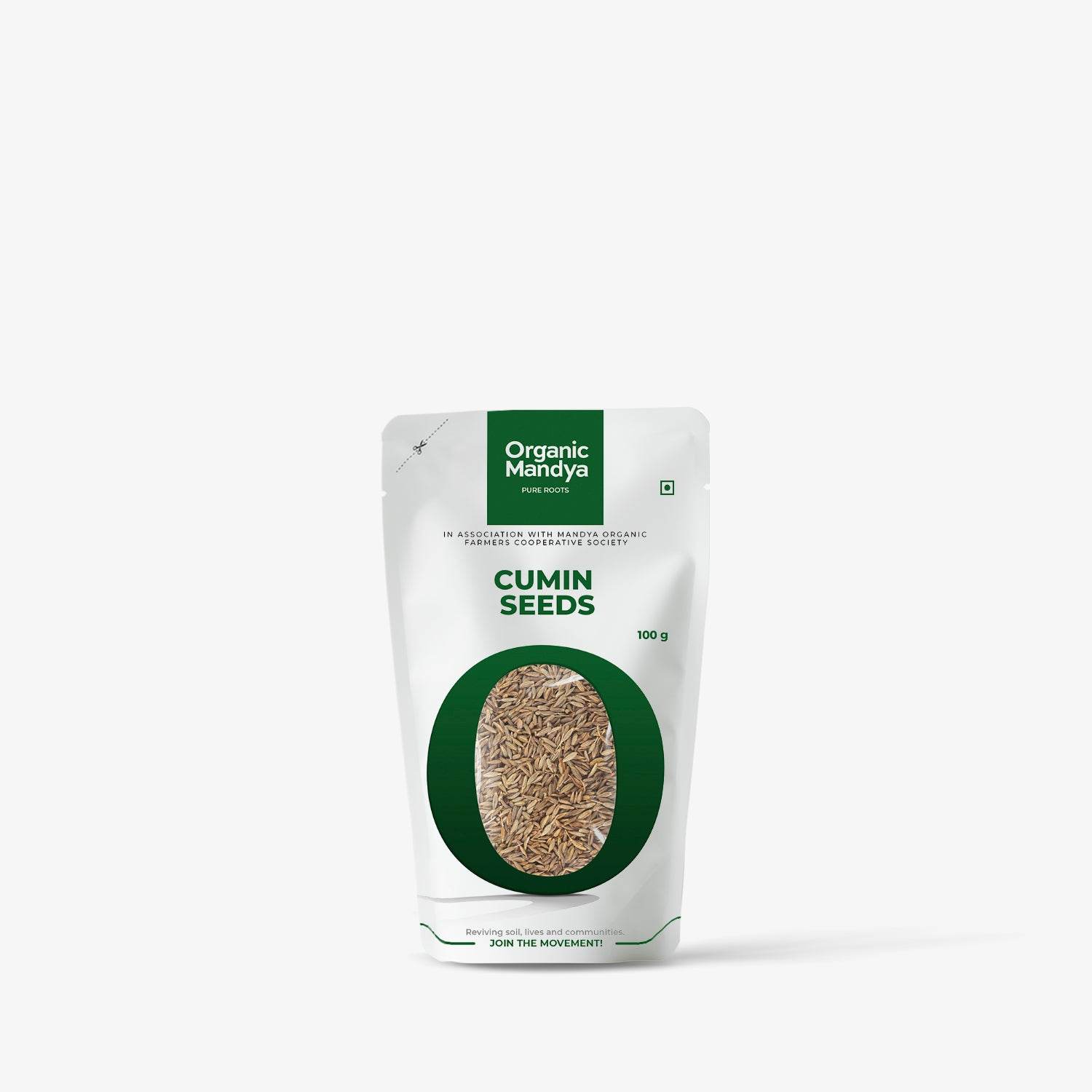 Organic Cumin Seed (Jeera) Cumin Seeds- 100g Front-Organic Mandya