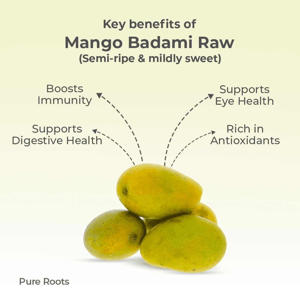 Organic Mango Badami Raw (Semi-ripe & mildly sweet) Organic Mango Badami Raw (Semi-ripe & mildly sweet) - Organic Mandya