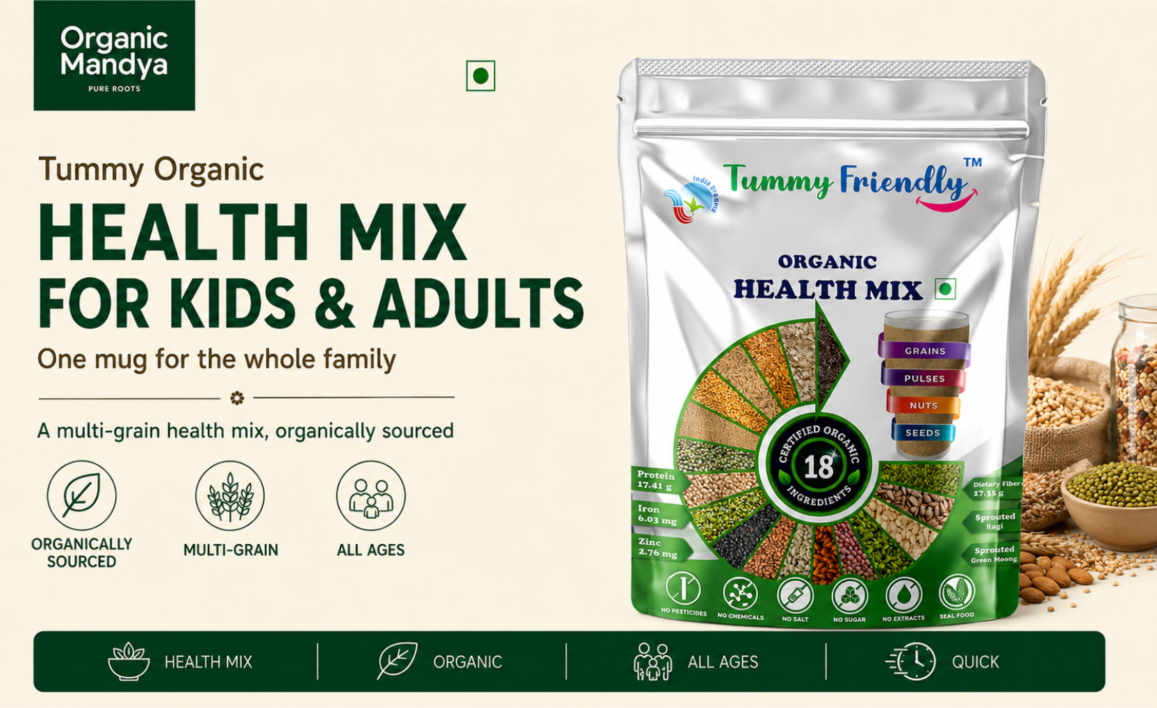 Organic Health Mix for Kids & Adults by Tummy | Natural Nutrition organic health mix nutrition