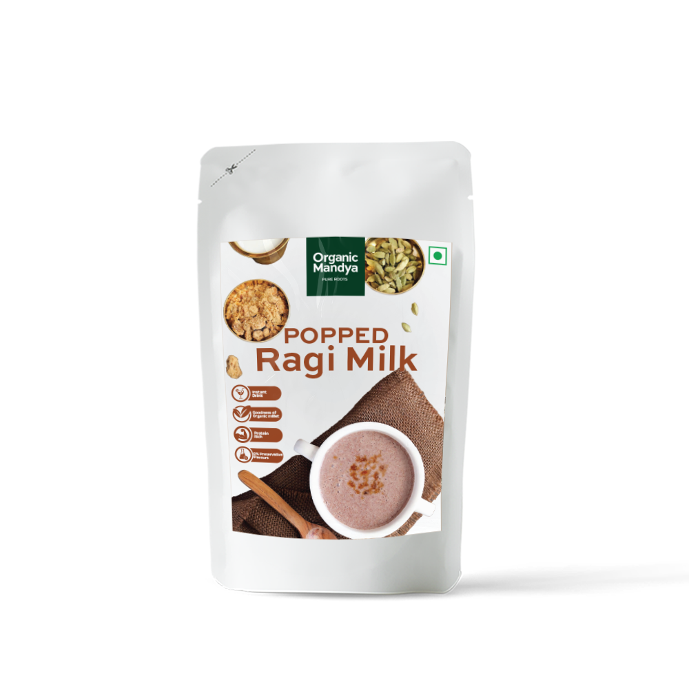 Popped Ragi Milk instant Drink 200g Front-Organic Mandya