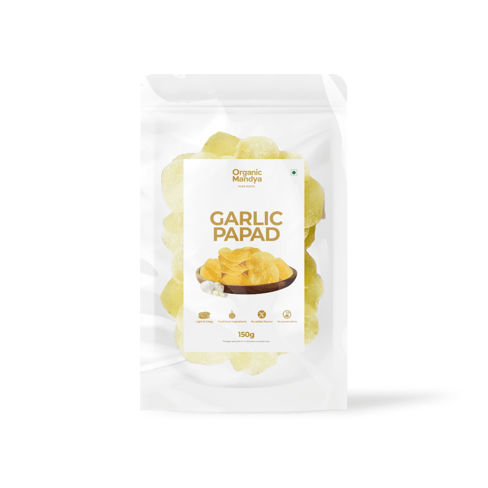 Garlic Papad Garlic Papad (150g) Front - Organic Mandya