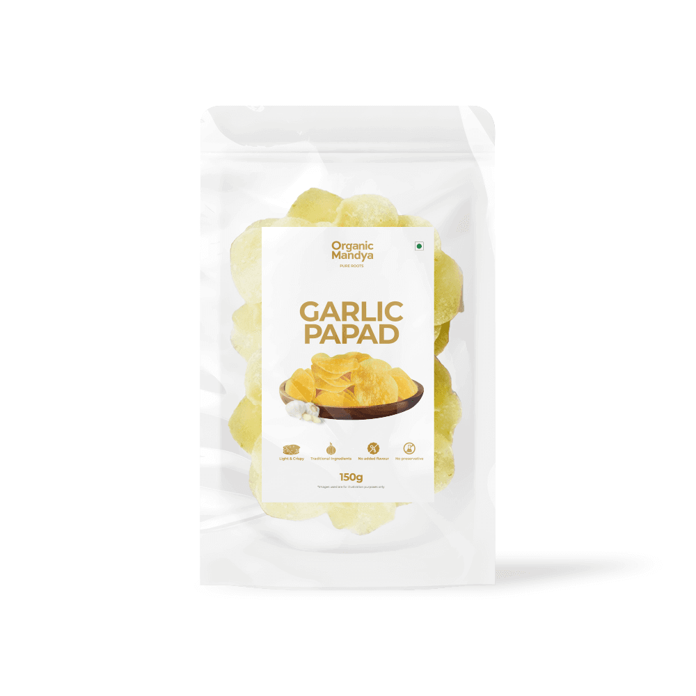 Garlic Papad Garlic Papad (150g) Front - Organic Mandya