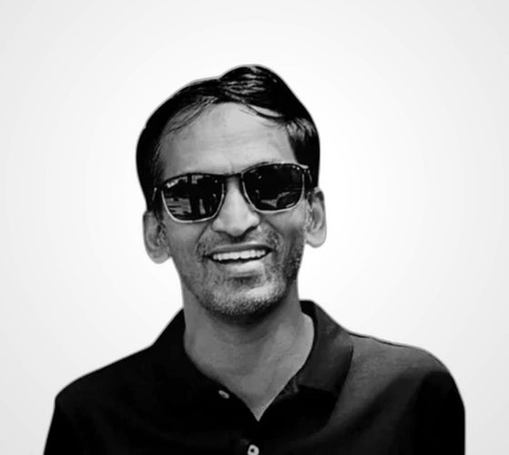 Bhaskara Kempaiah, Co-Founder & Chief Technology Officer, Organic Mandya — black and white portrait