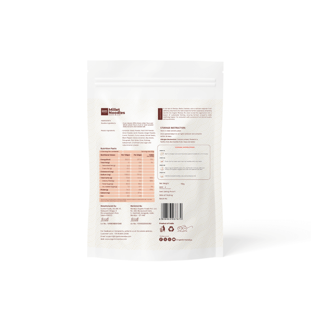 Kodo Millet Noodles Kodo Millet Noodles (192g+12g) backside