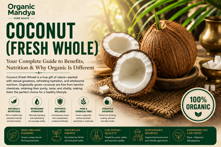 Organic Mandya Coconut (Fresh Whole Coconut Fruit): Complete Organic Guide | Types, Benefits & Uses