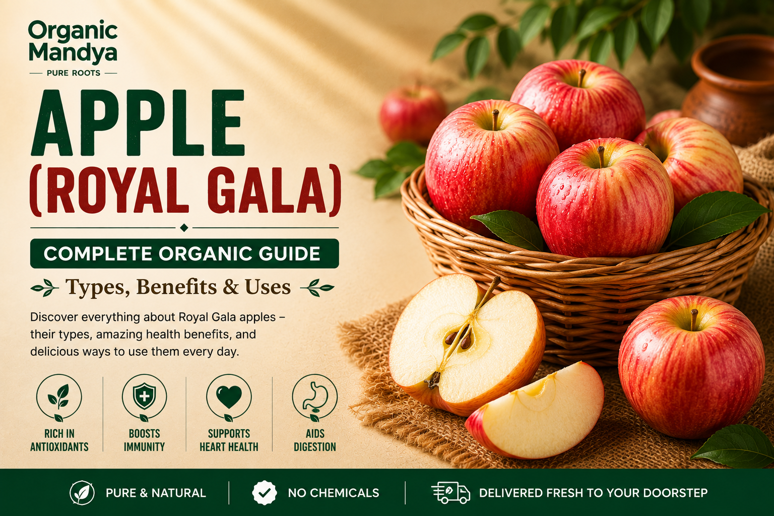 Organic Mandya Apple (Royal Gala): Complete Organic Guide | Types, Benefits & Uses