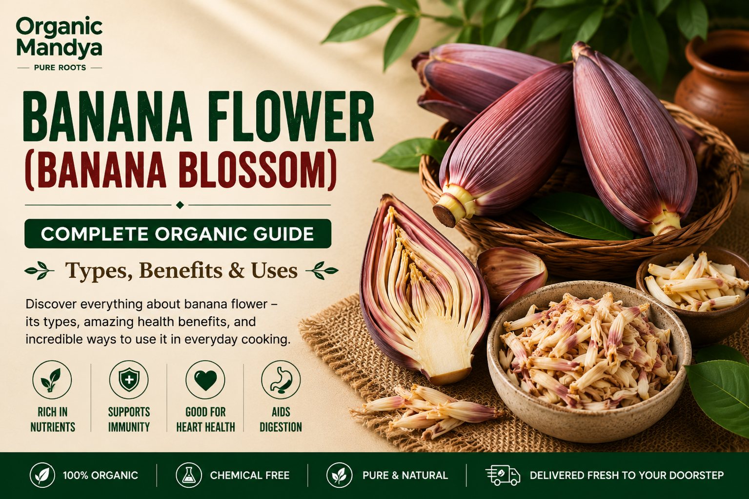 Organic Mandya Banana Flower (Banana Blossom): Complete Organic Guide | Types, Benefits & Uses
