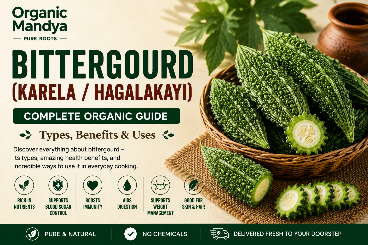 Organic Mandya Bittergourd (Karela / Hagalakayi): Complete Organic Guide | Types, Benefits & Uses