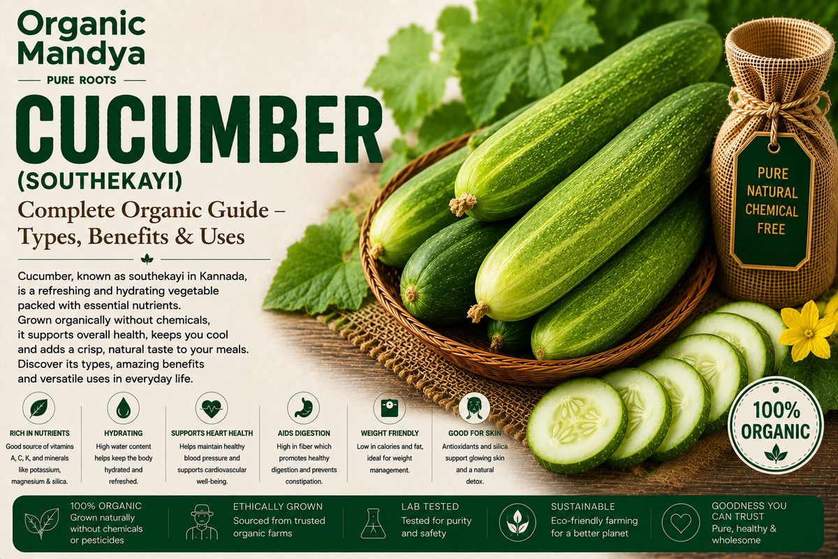 Organic Mandya Cucumber (Southekayi): Complete Organic Guide | Types, Benefits & Uses