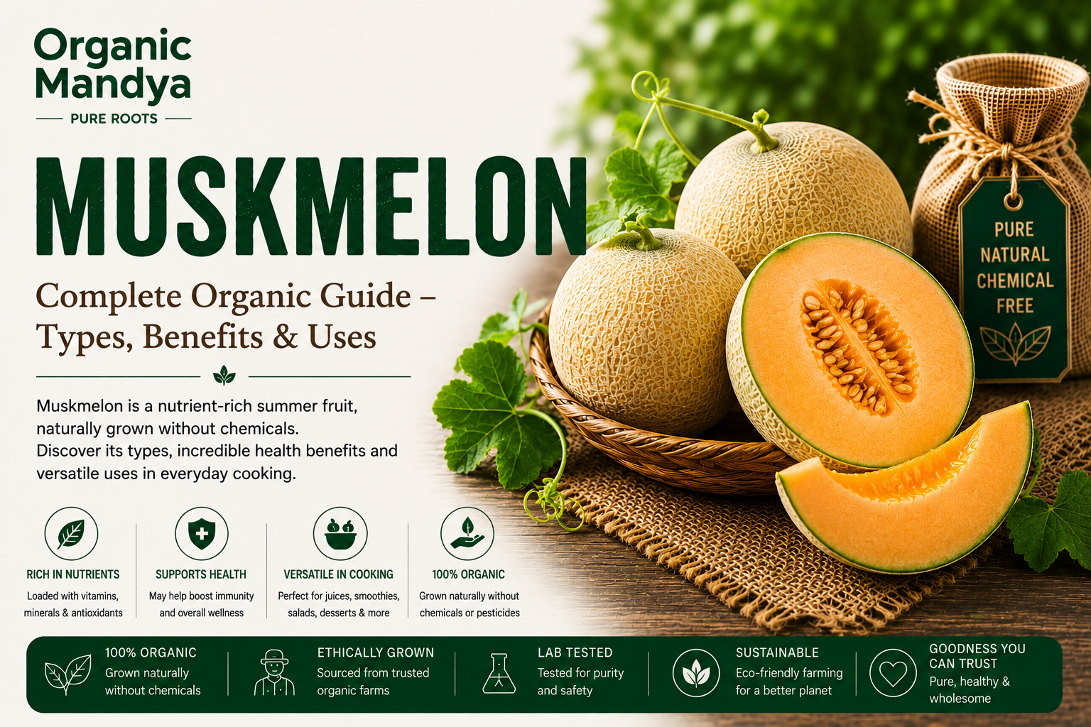 Organic Mandya Muskmelon : Complete Organic Guide | Types, Benefits & Uses