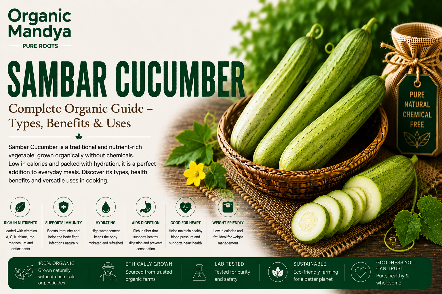 Organic Mandya Sambar Cucumber : Complete Organic Guide | Types, Benefits & Uses