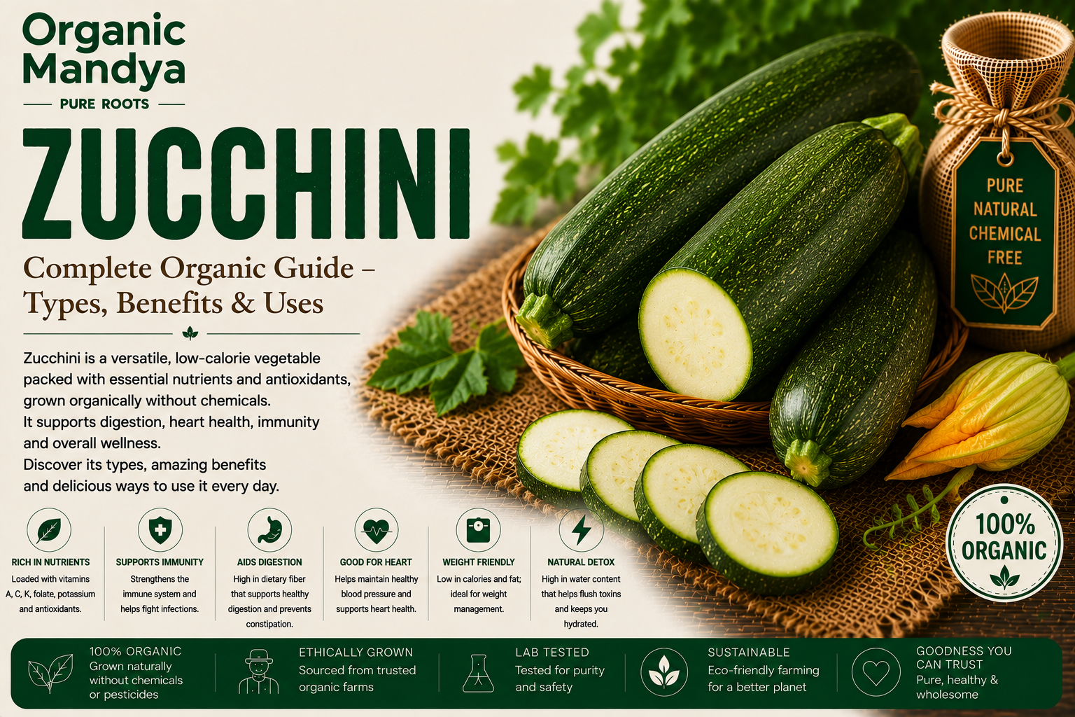 Organic Mandya ZUCHHINI : Complete Organic Guide | Types, Benefits & Uses