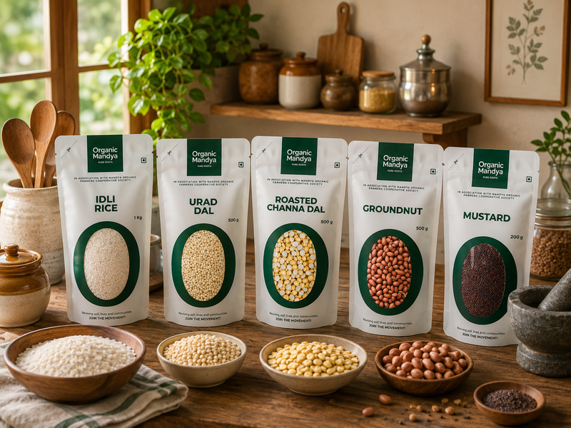 Organic Mandya  Idly Dosa Breakfast Combo – Idly Rice, Urad Dal, Roasted Gram, Groundnut & Mustard