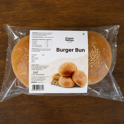 Organic Mandya Whole Wheat Burger Buns (Pack of 2)