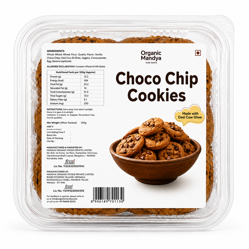 Chocolate Chip Cookies (Eggless) | Crunchy Choco Biscuits