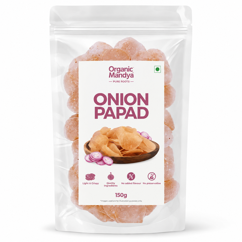 Onion Papad Crispy Indian Papad, Ready to Fry (150g)