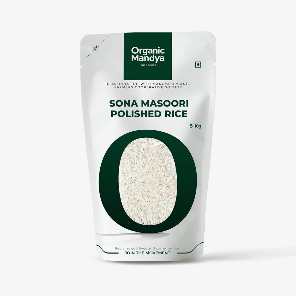 Organic Mandya Sona Masoori Polished Rice Front - 5kg