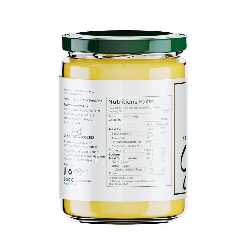 A2 desi cow ghee 475ml back - Organic mandya