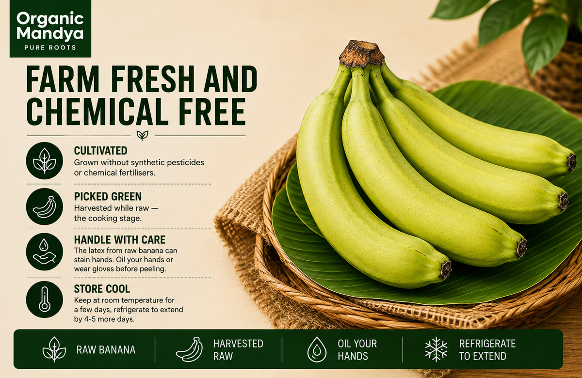 Green bananas on banana leaf