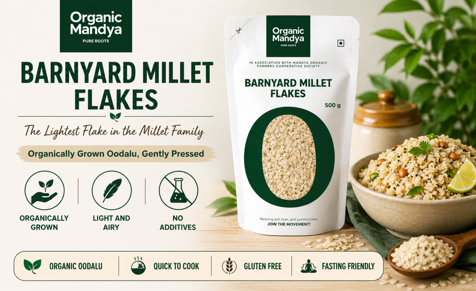 Organic - barnyard - millet - flakes