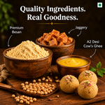 Besan Ladoo with Jaggery | A2 Desi Cow Ghee, No Refined Sugar (180G)