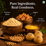 Besan Ladoo with Jaggery | A2 Desi Cow Ghee, No Refined Sugar (180G)