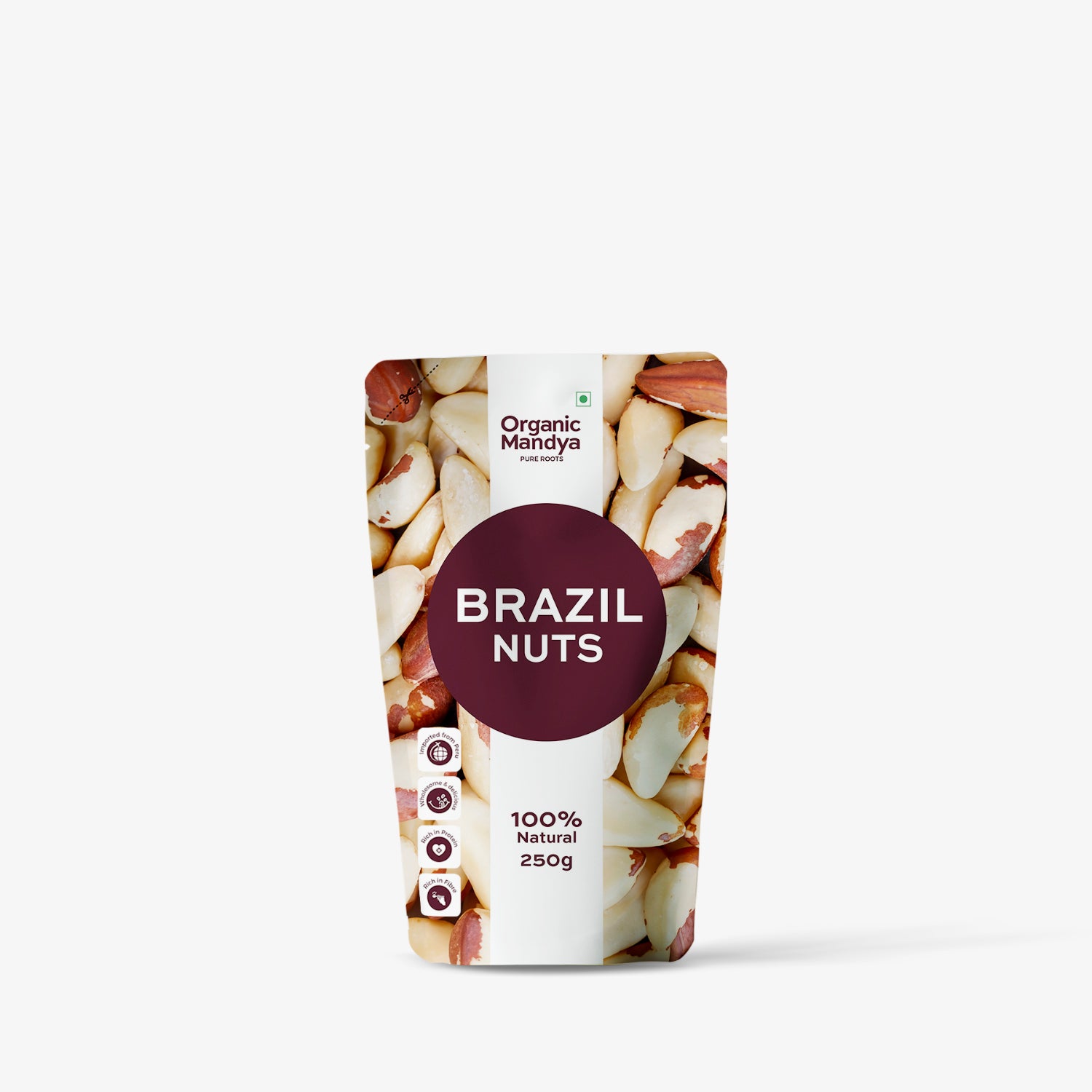 Brazil nuts (250g) front packaging - Organic Mandya 