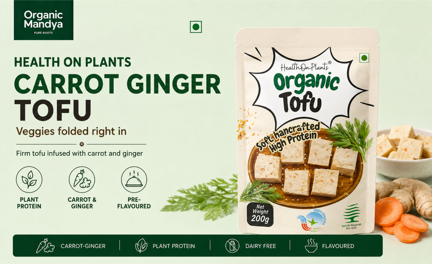 carrot ginger flavoured tofu