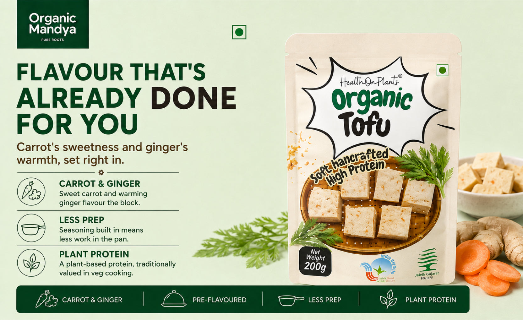 carrot ginger flavoured tofu