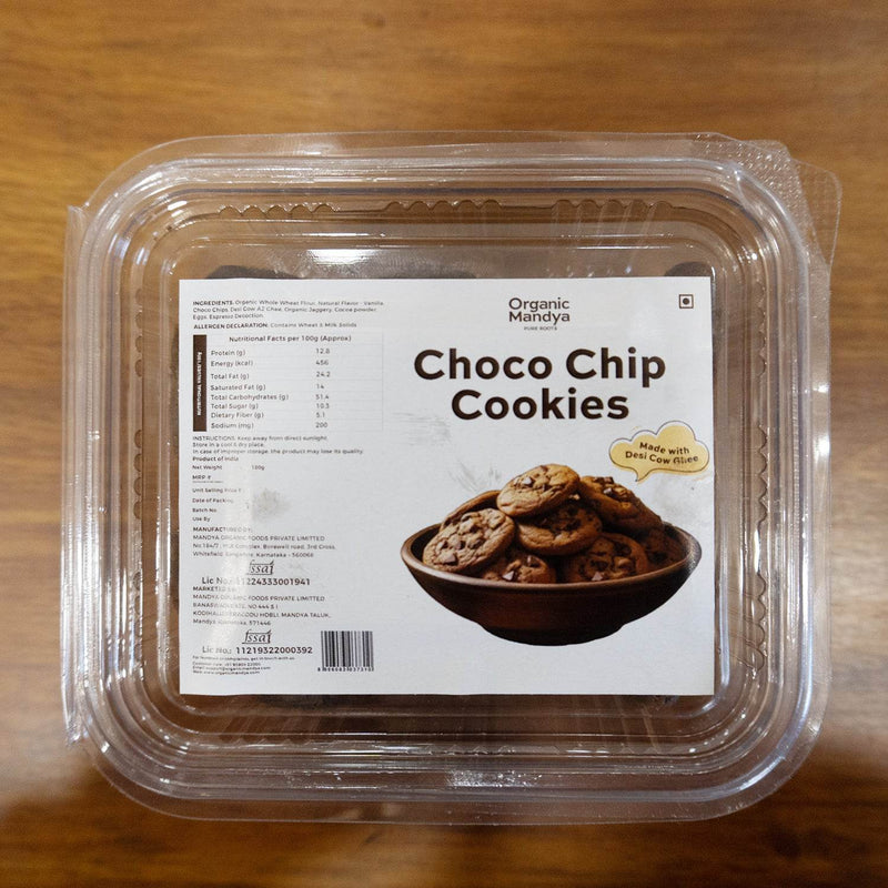 Organic Choco Chip Cookies (100g) – Crunchy Chocolate Chip Biscuits