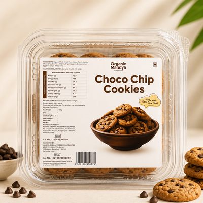Organic Mandya Choco Chip Cookies (100g) – Crunchy Chocolate Chip Biscuits