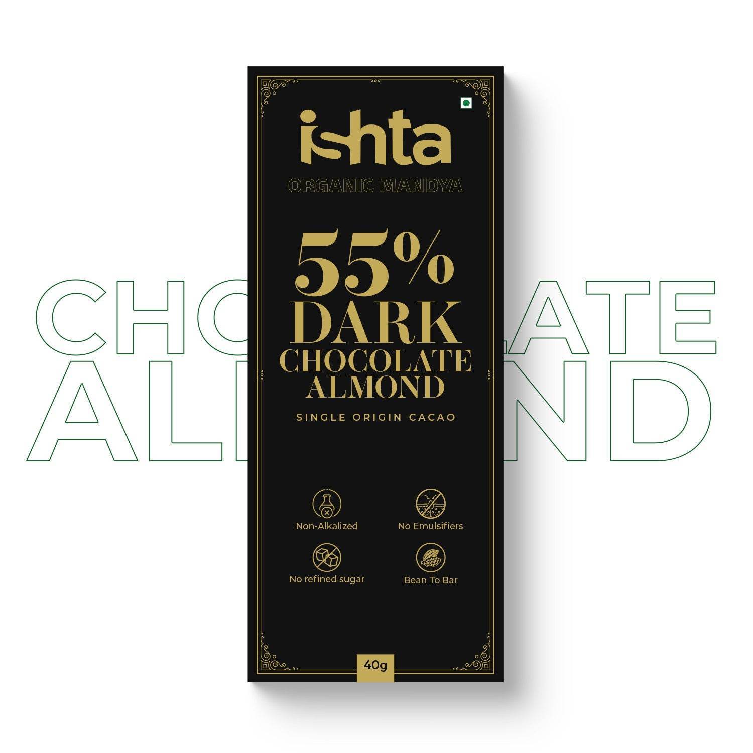 55% Dark chocolate with Almonds (40g) - Organic Mandya