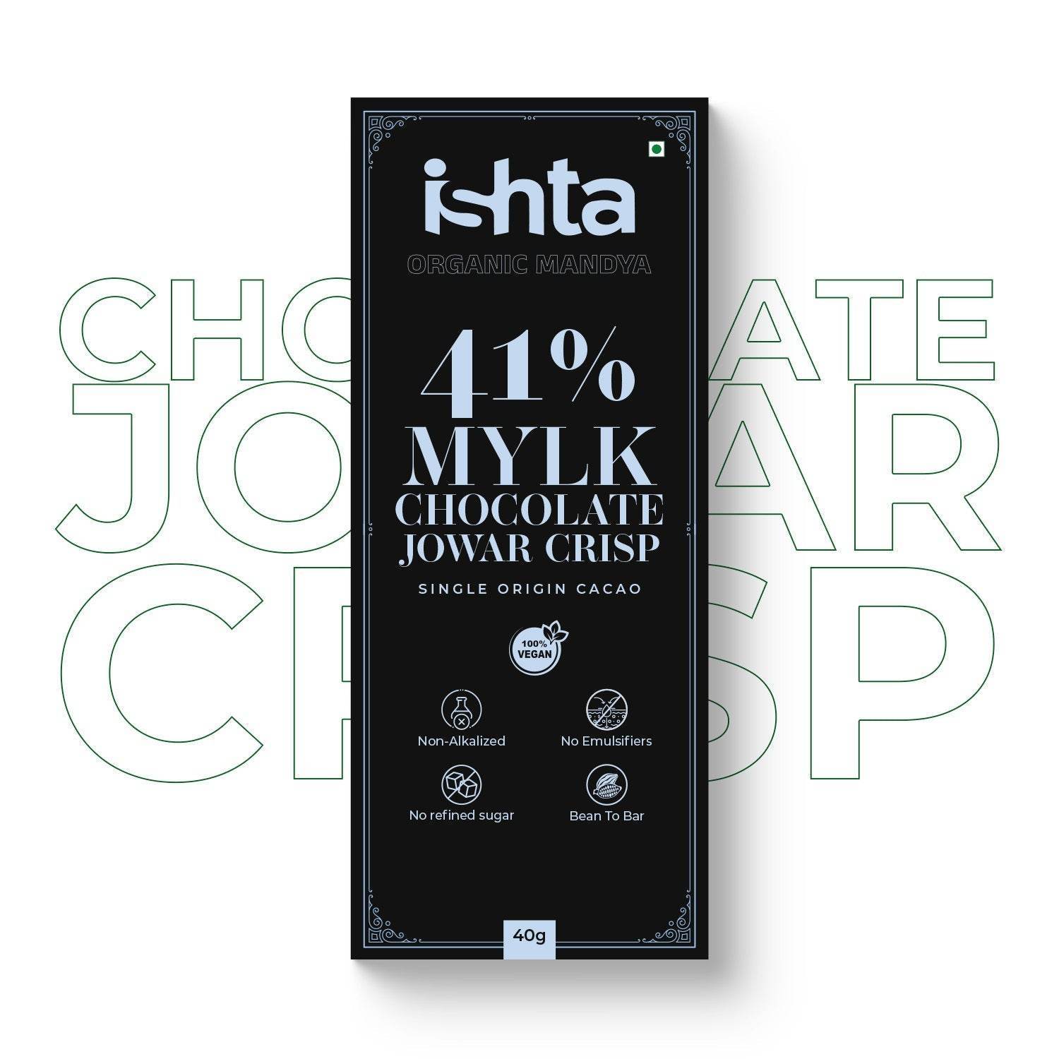 41% Mylk Chocolate with Jowar crisp (40g) - Organic Mandya