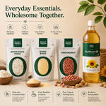 Organic Mandya Healthy Breakfast Combo 1 – White Poha Thick, Bansi Rava, Groundnuts & Cold Pressed Sunflower Oil